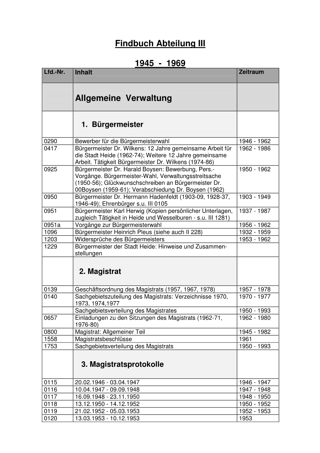 Findbuch Abteilung III 1945