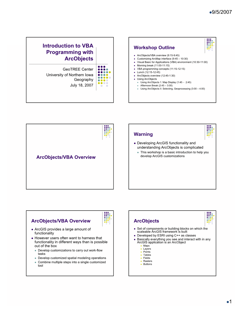 Introduction to VBA Programming with Arcobjects