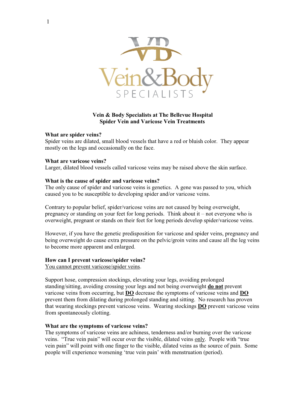 Spider Vein and Varicose Vein Treatments
