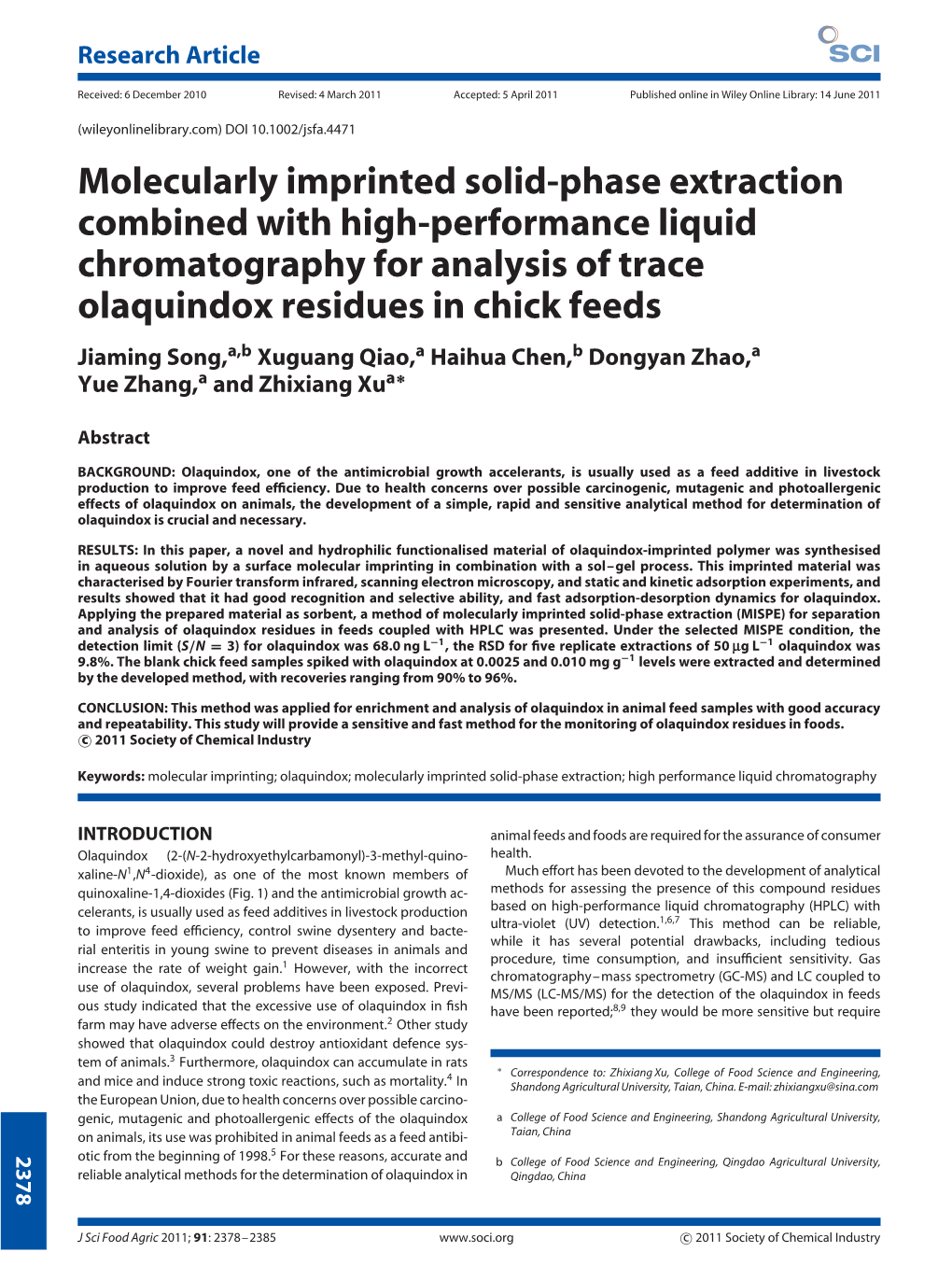 Molecularly Imprinted Solidphase Extraction Combined With