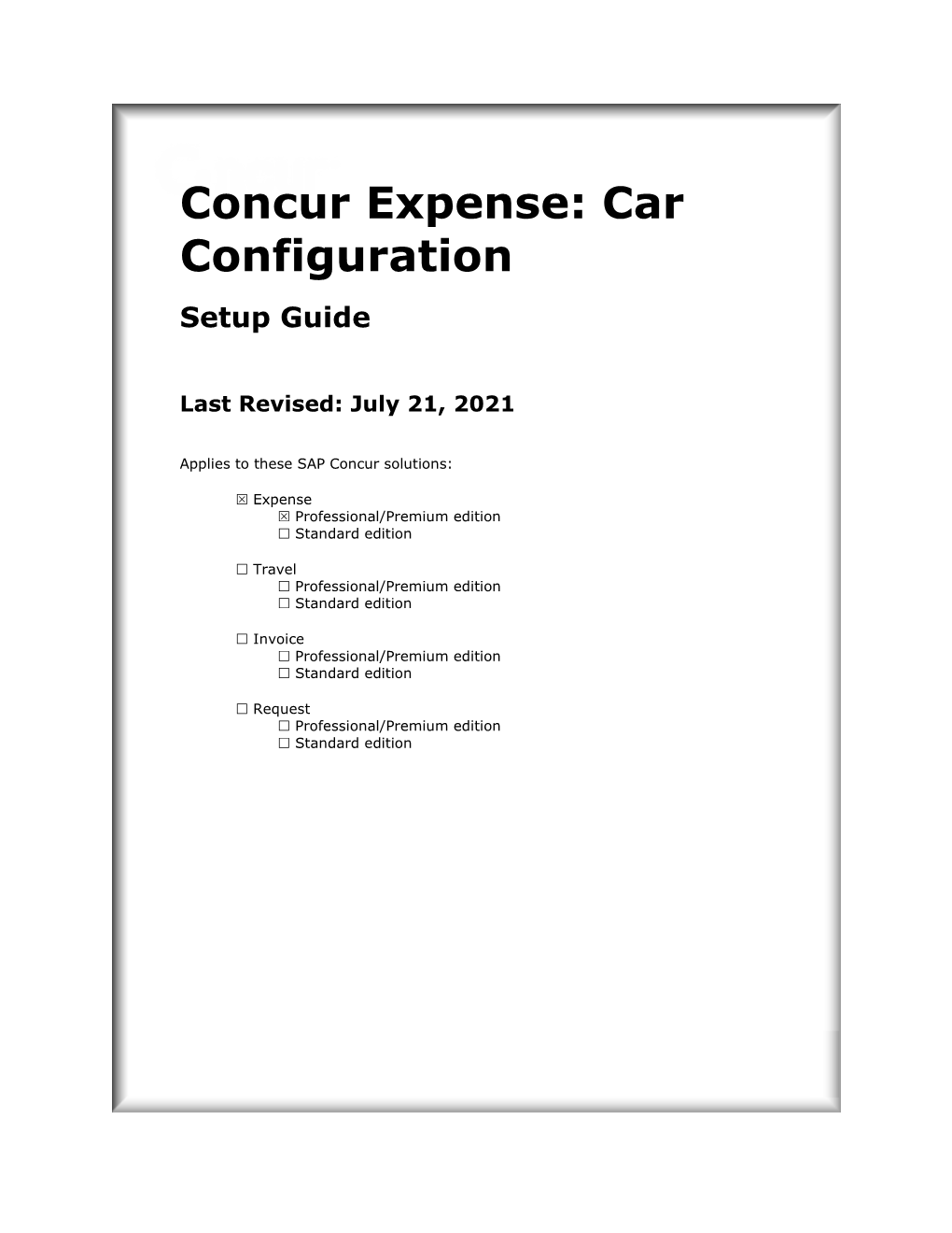 Car Configuration Setup Guide