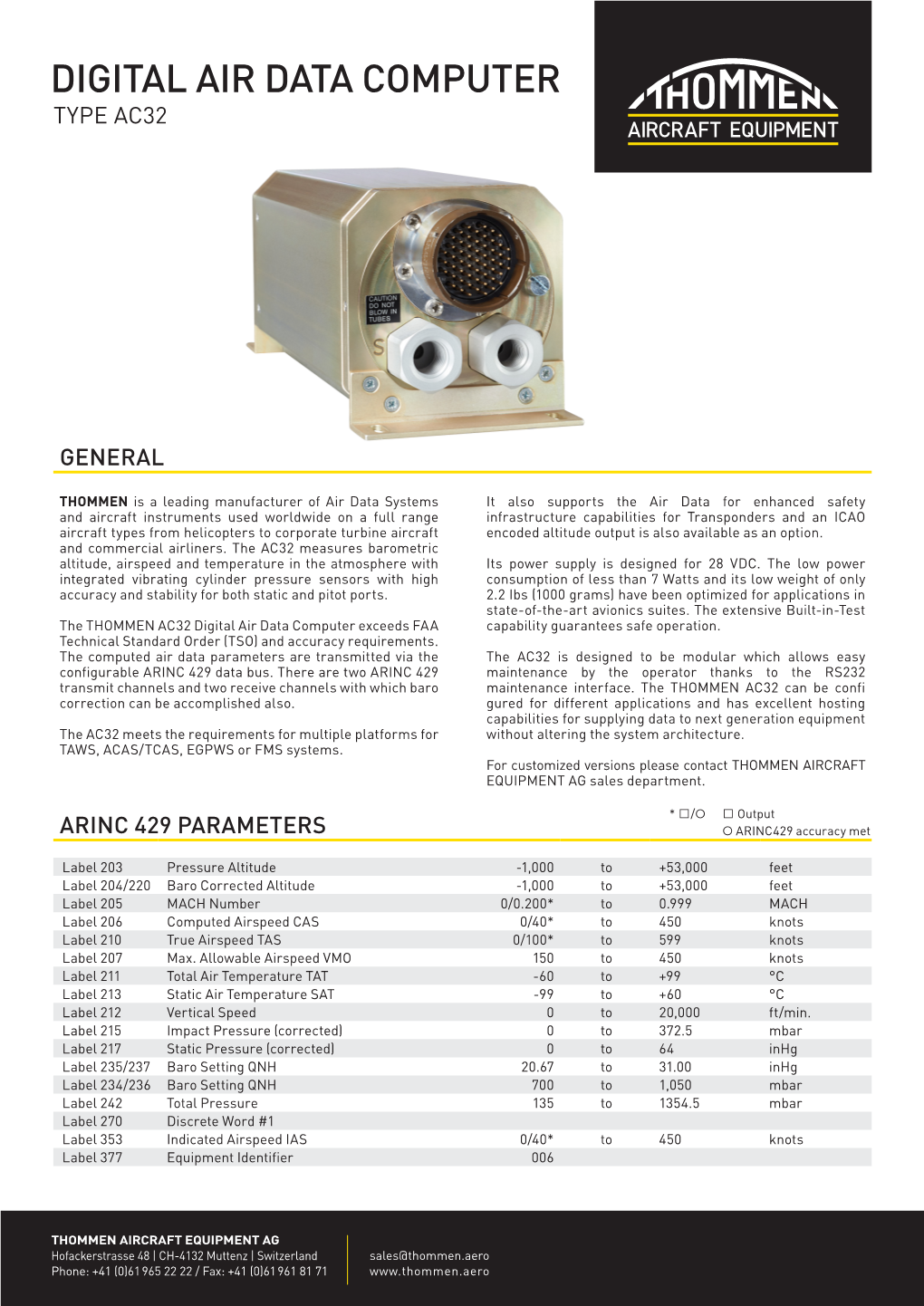 Digital Air Data Computer Type Ac32