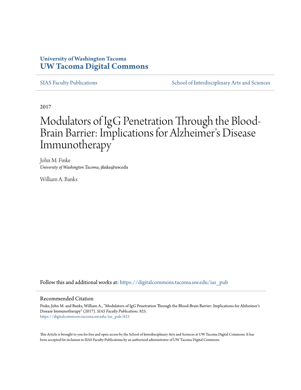 Modulators of Igg Penetration Through the Blood-Brain Barrier: Implications for Alzheimer's Disease Immunotherapy