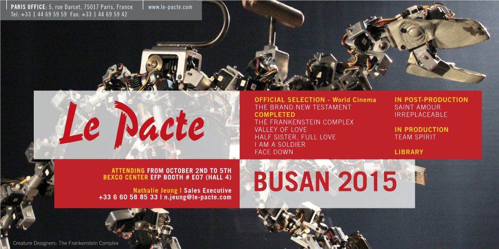 BUSAN 2015 +33 6 60 58 85 33 | N.Jeung@Le-Pacte.Com