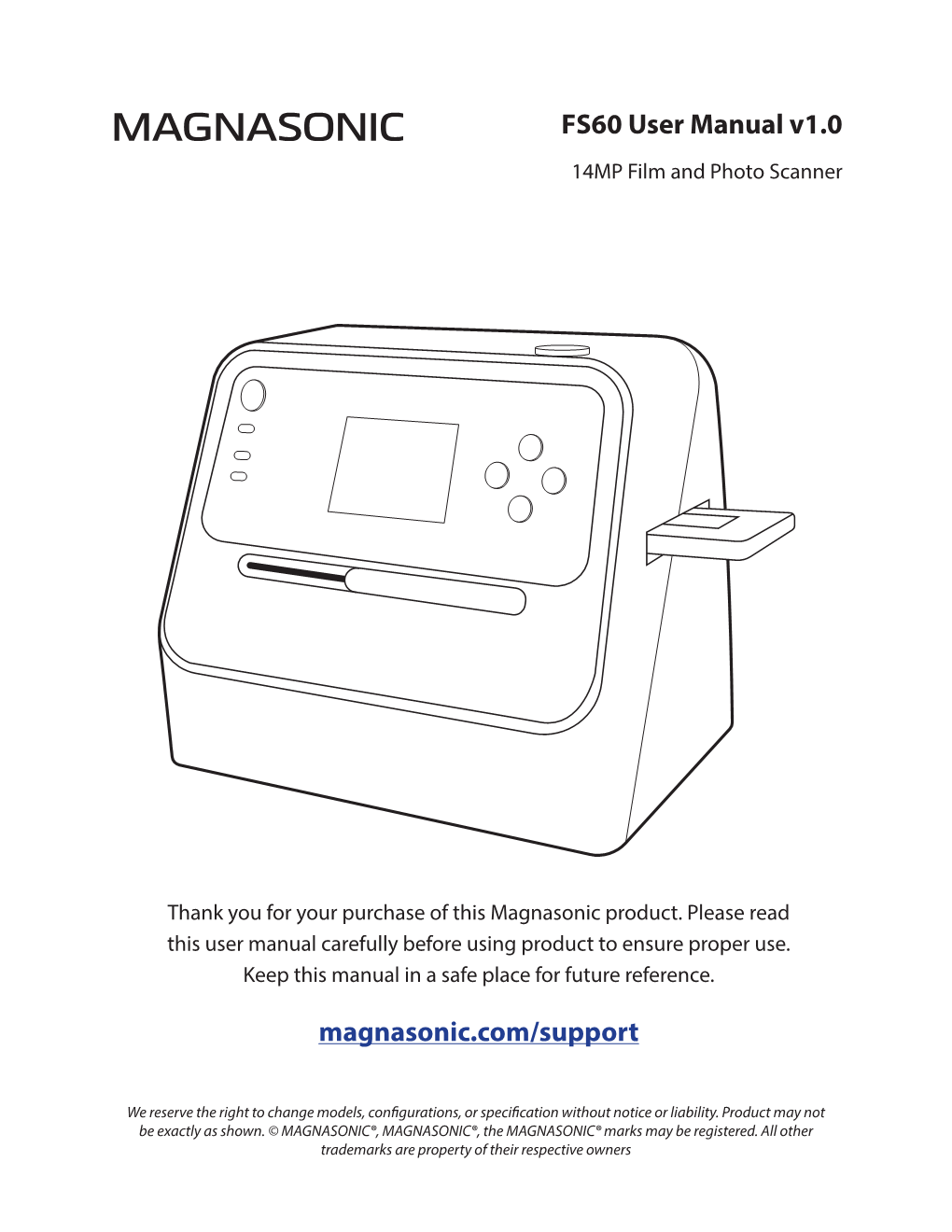 FS60 User Manual V1.0 14MP Film and Photo Scanner