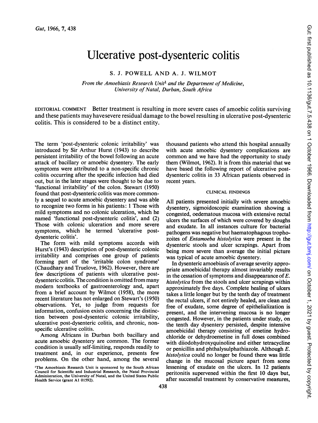 Ulcerative Post-Dysenteric Colitis