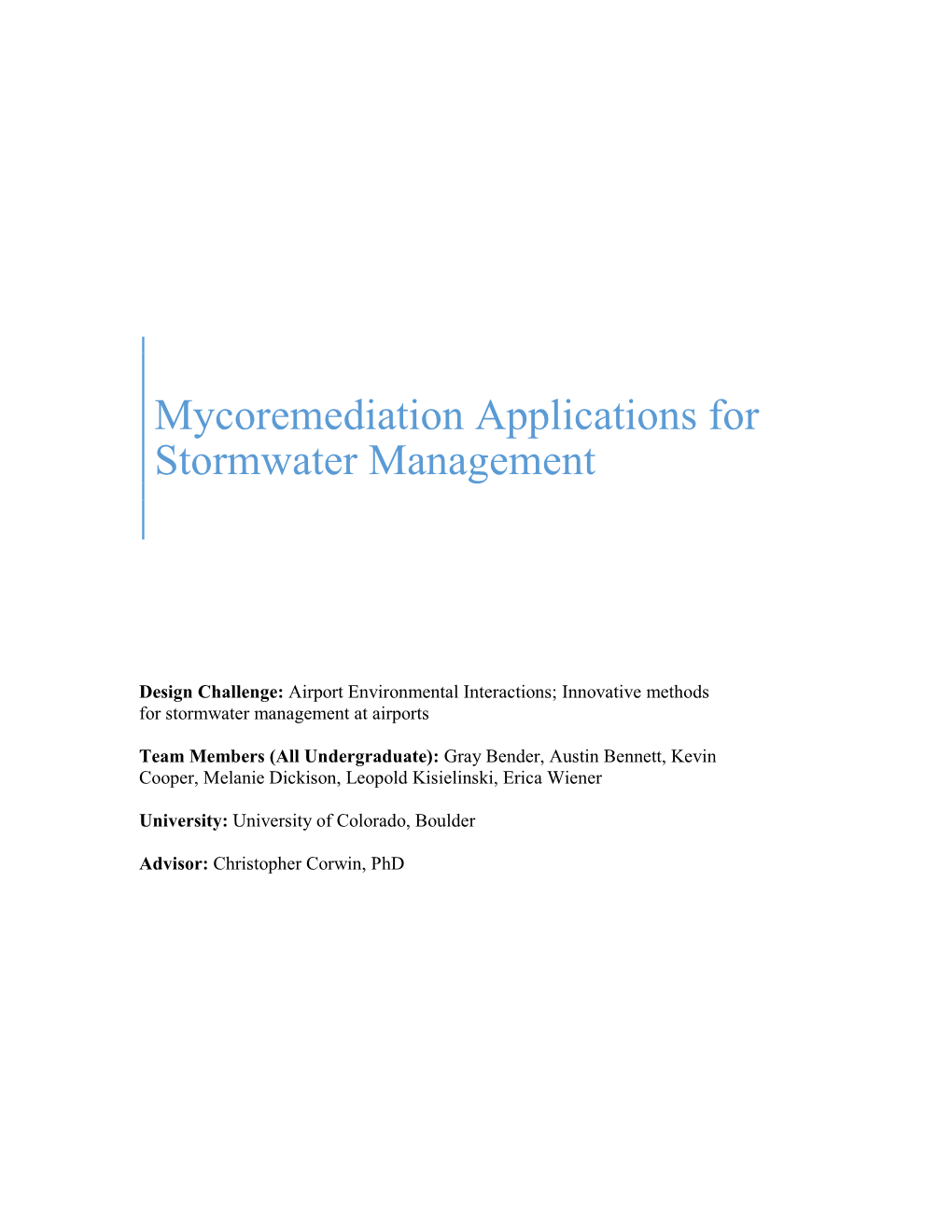 Mycoremediation Applications for Stormwater Management