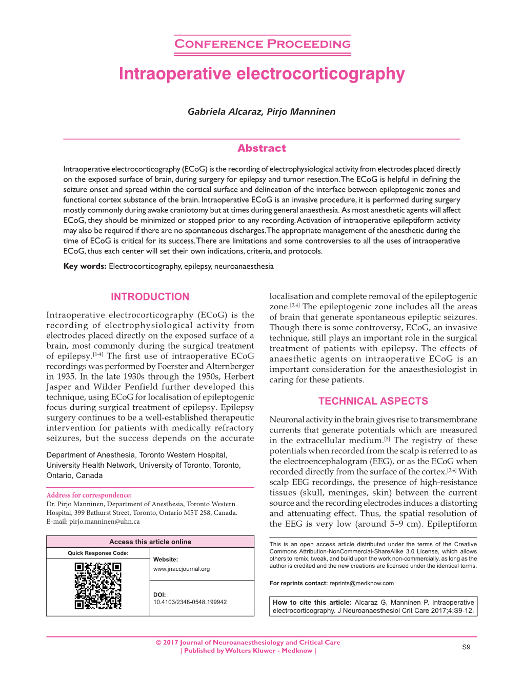 Intraoperative Electrocorticography