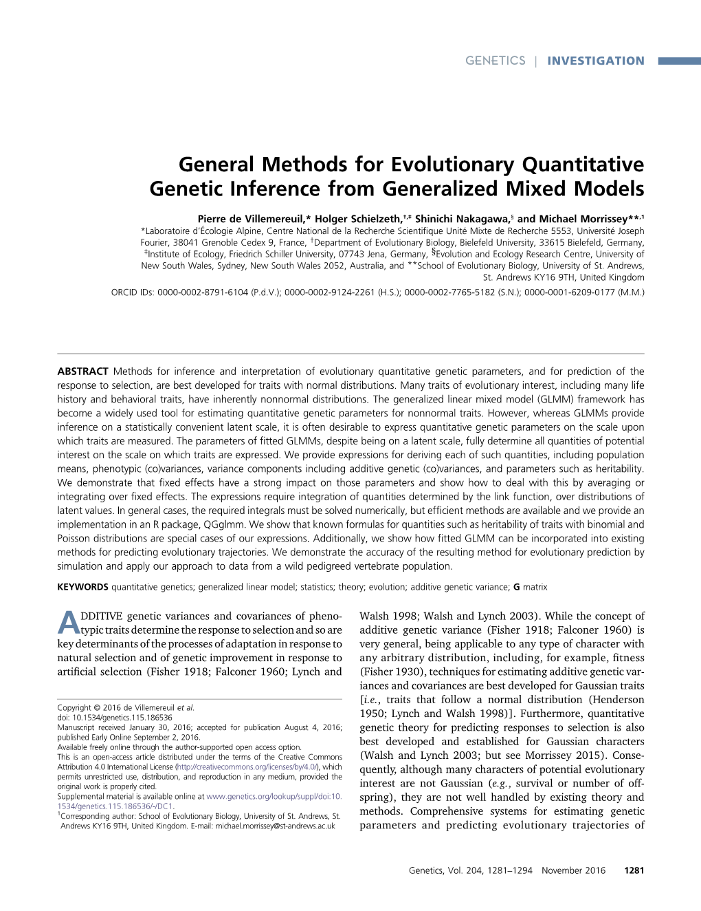 General Methods for Evolutionary Quantitative Genetic Inference from Generalized Mixed Models