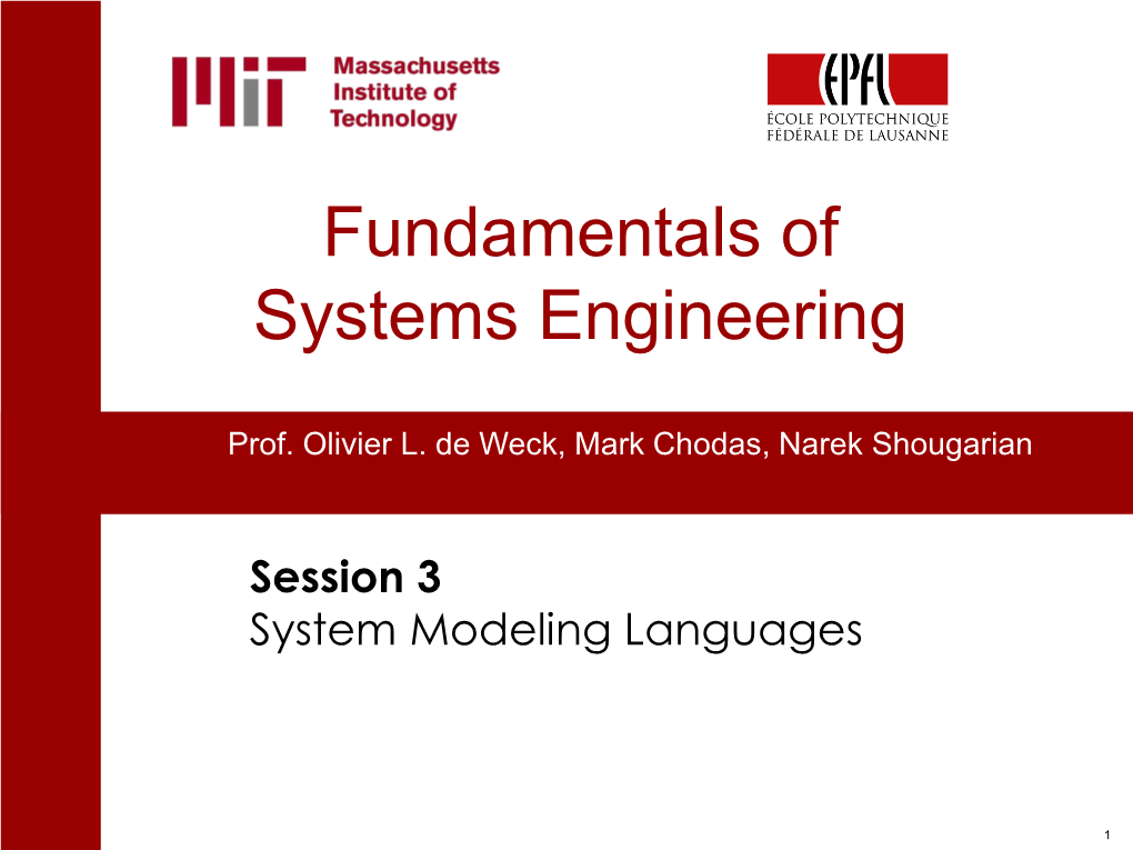 Introduction to Systems Modeling Languages