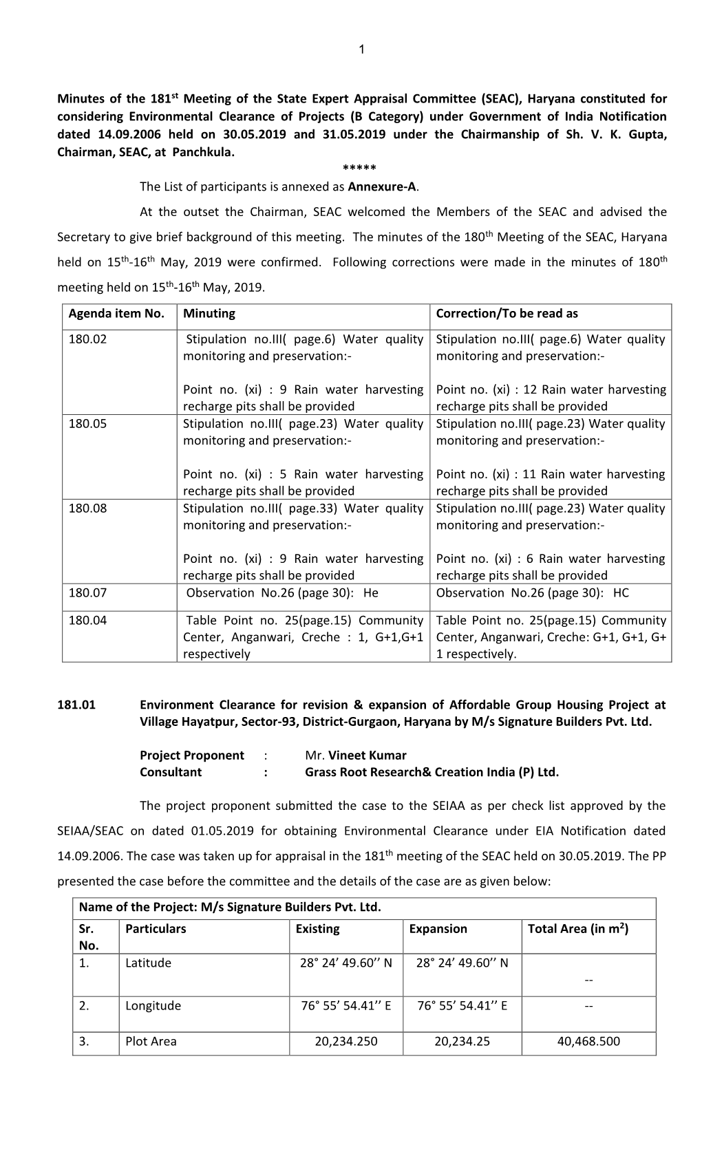 (SEAC), Haryana Constituted for Considering Environmental C