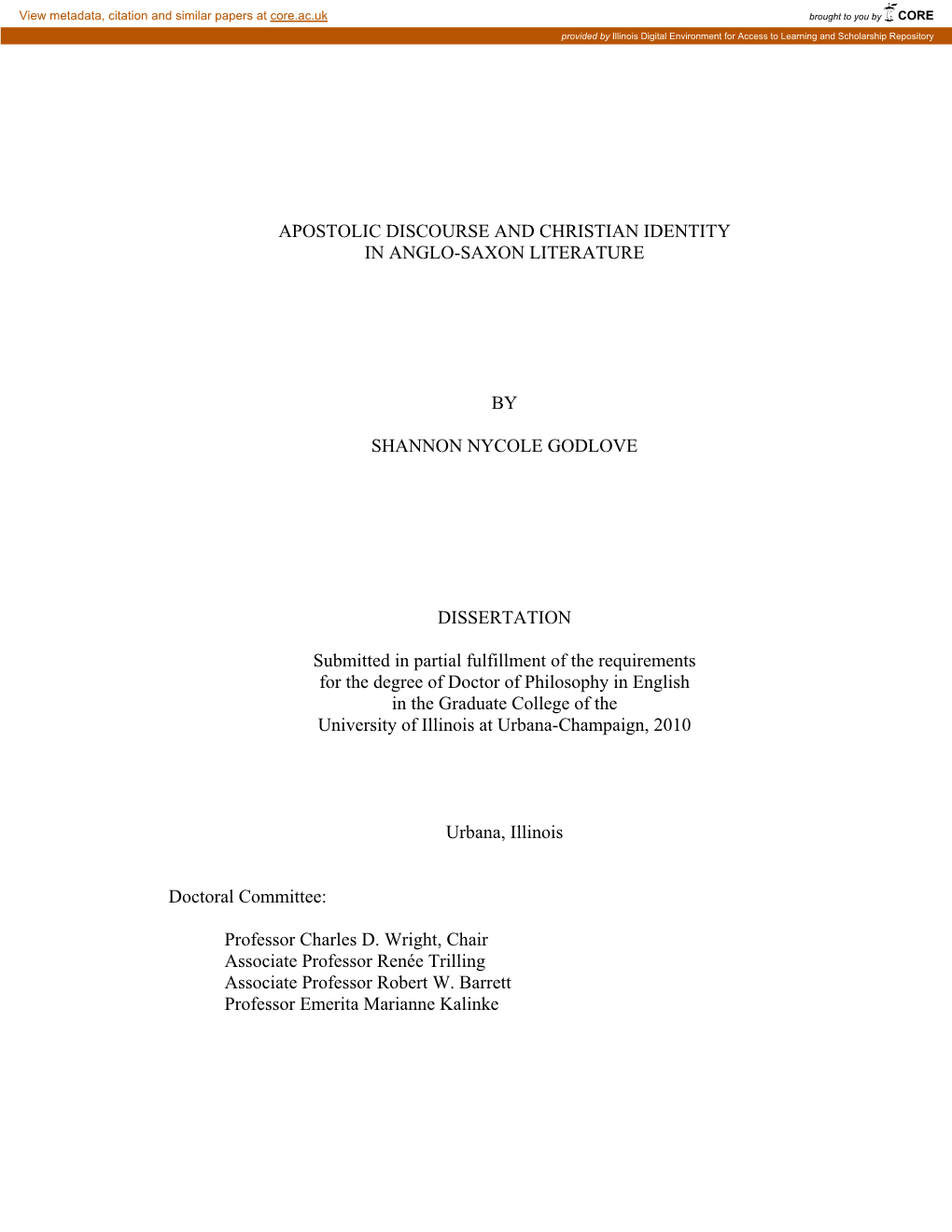 Apostolic Discourse and Christian Identity in Anglo-Saxon Literature