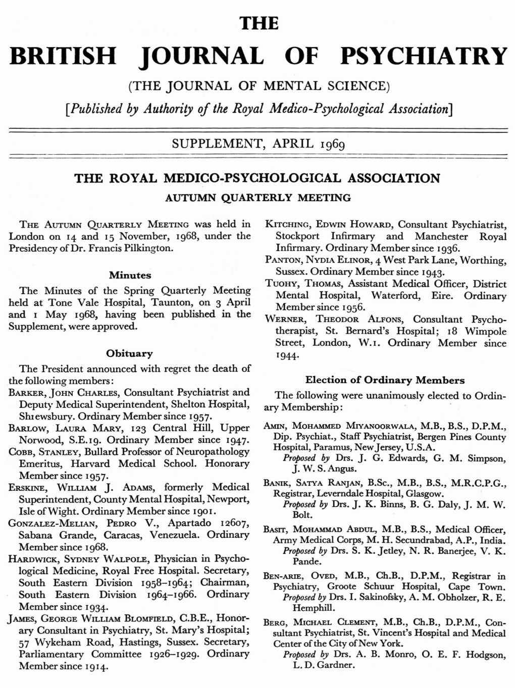 British Journal of Psychiatry (The Journal of Mental Science)