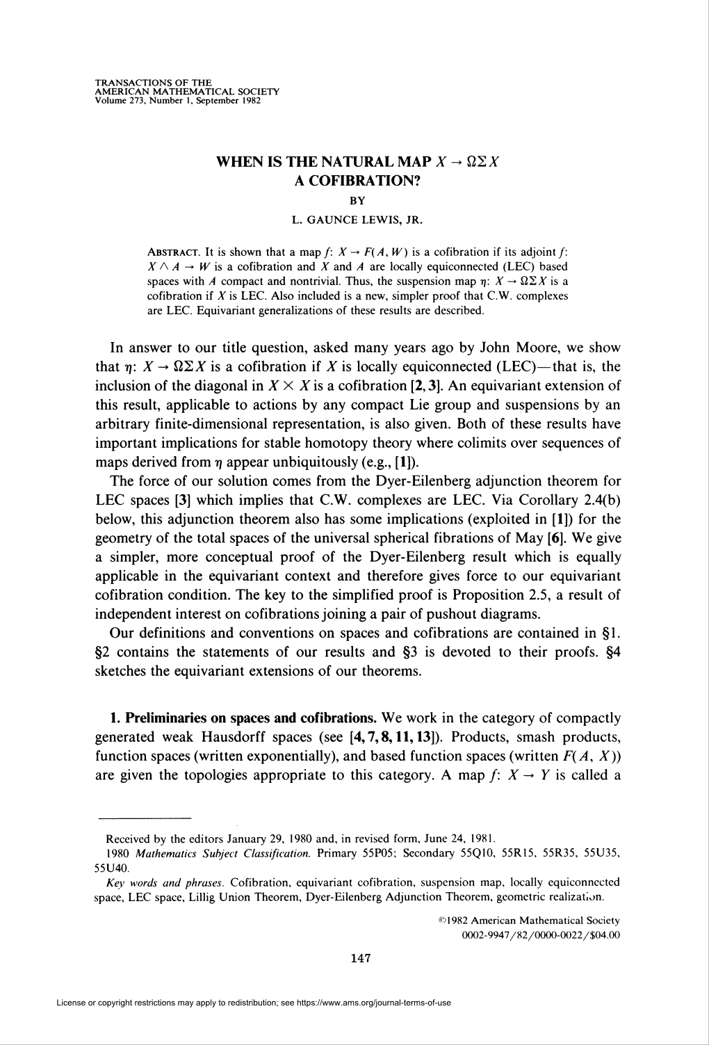 When Is the Natural Map a a Cofibration? Í22a