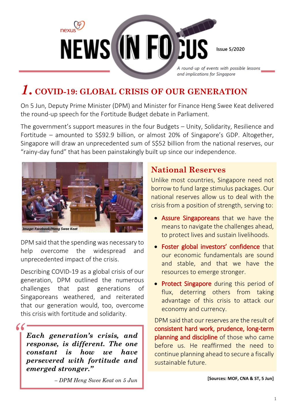 1.COVID-19: GLOBAL CRISIS of OUR GENERATION National Reserves