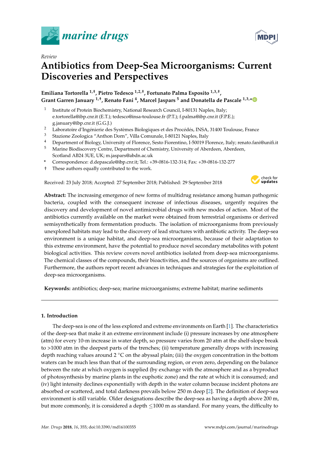 Antibiotics from Deep-Sea Microorganisms: Current Discoveries and Perspectives