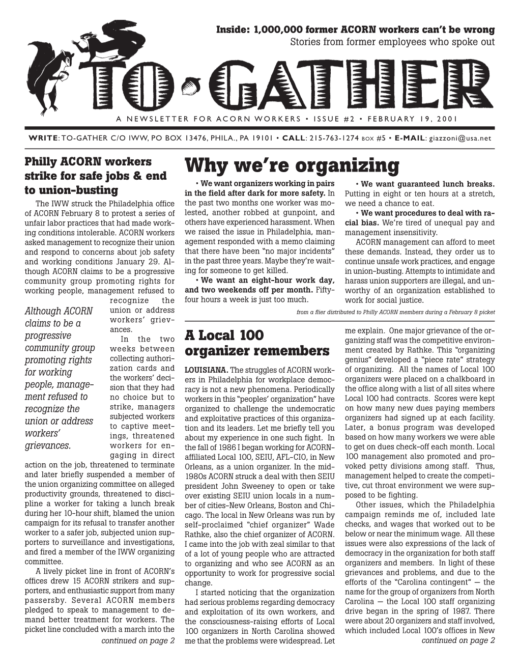 Why We're Organizing