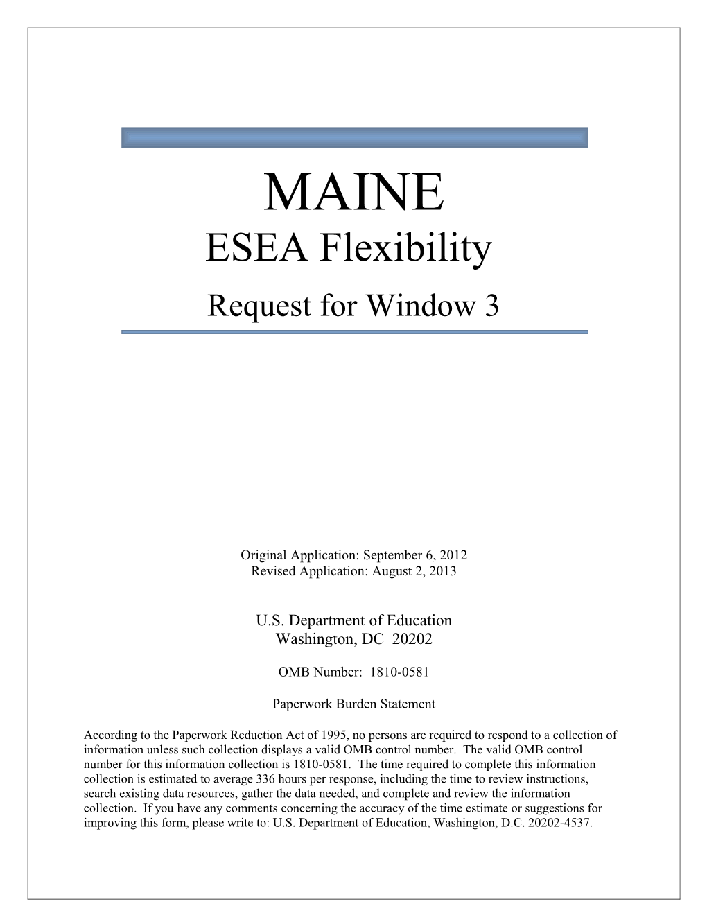 ESEA Flexibility Request -- June 2012 (Msword)