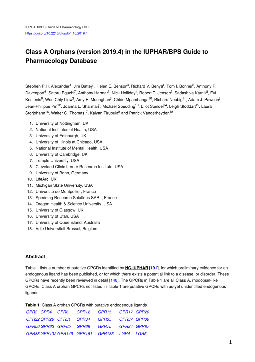 In the IUPHAR/BPS Guide to Pharmacology Database