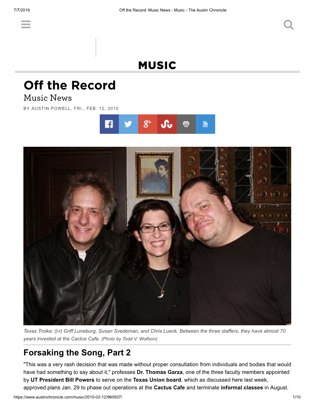 Off the Record: Music News - Music - the Austin Chronicle  