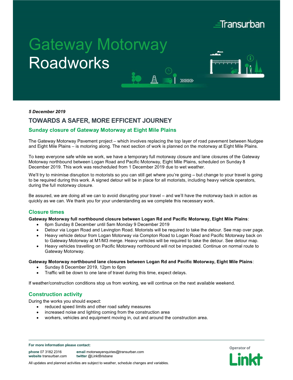 Gateway Motorway Roadworks