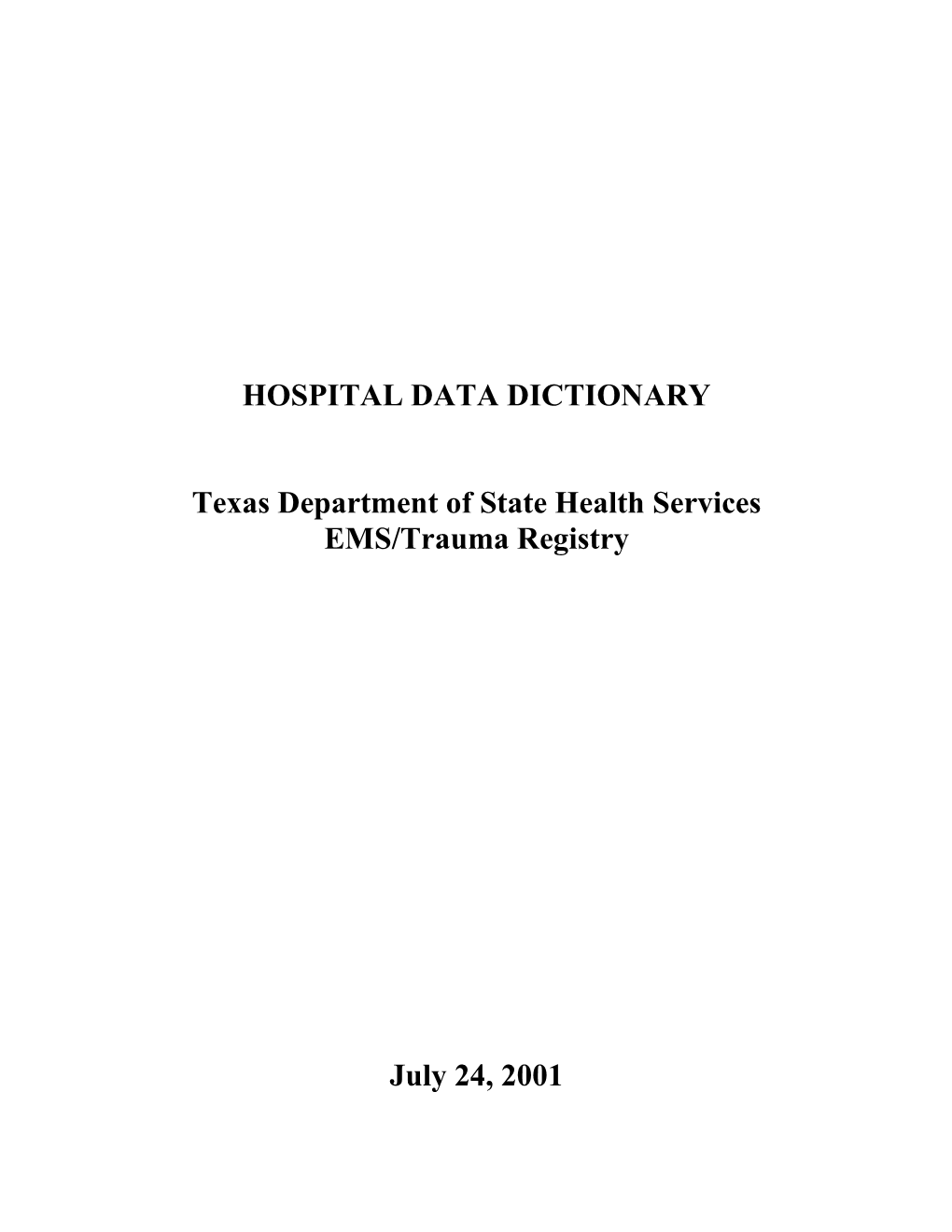 Hospital Data Dictionary