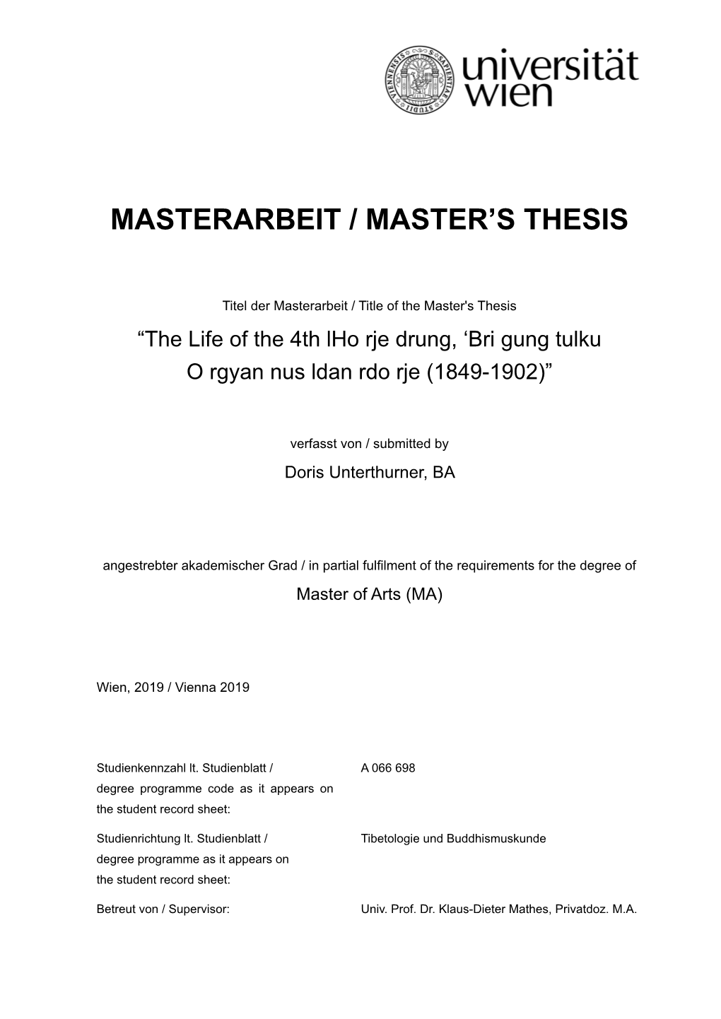 Masterarbeit / Master's Thesis