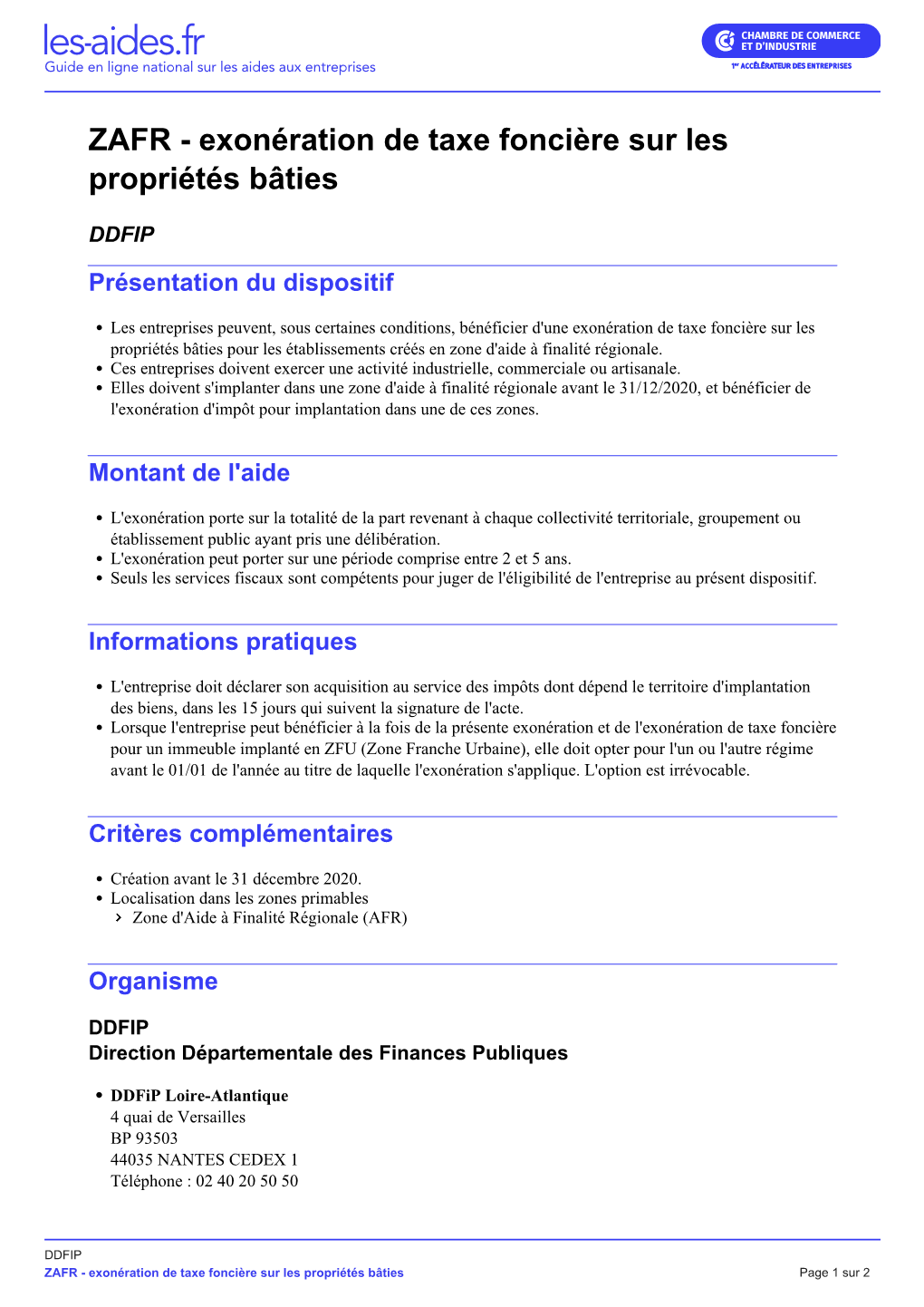 DDFIP Présentation Du Dispositif