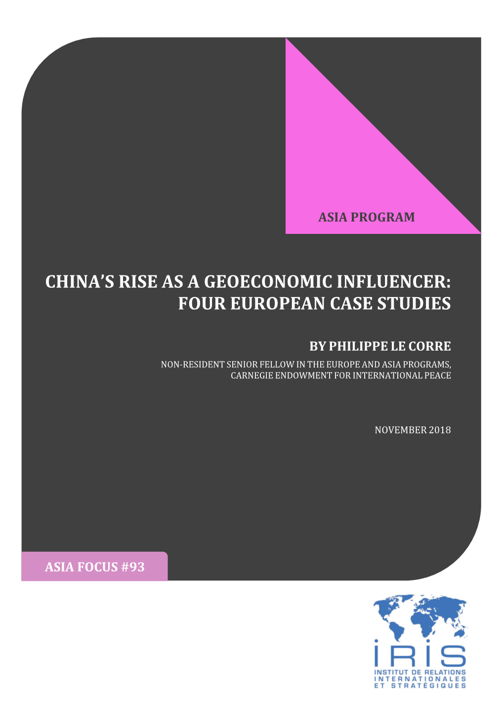 China's Rise As a Geoeconomic Influencer: Four European