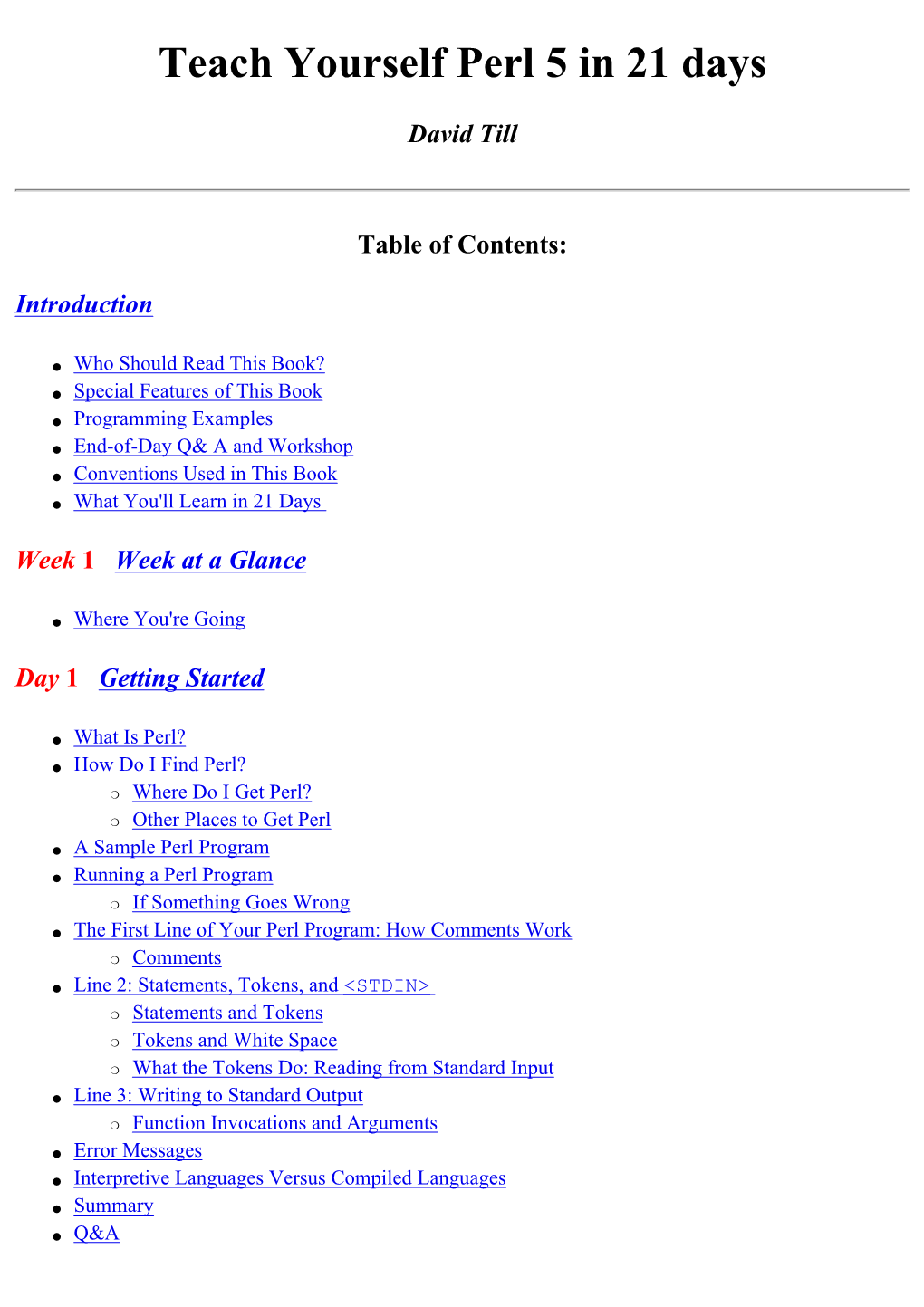 Teach Yourself Perl 5 in 21 Days