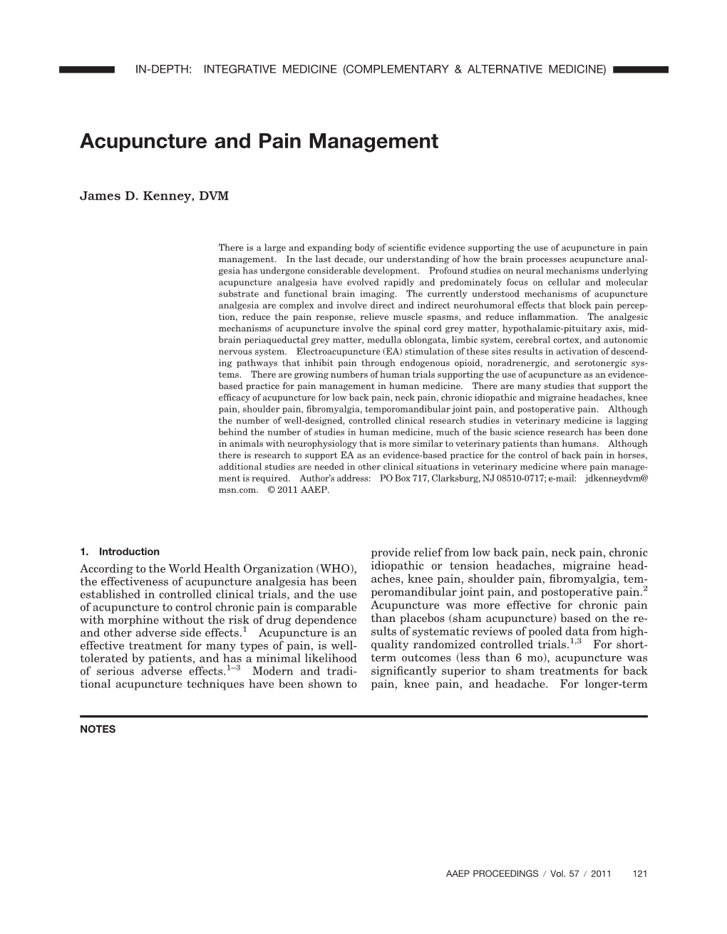Acupuncture and Pain Management