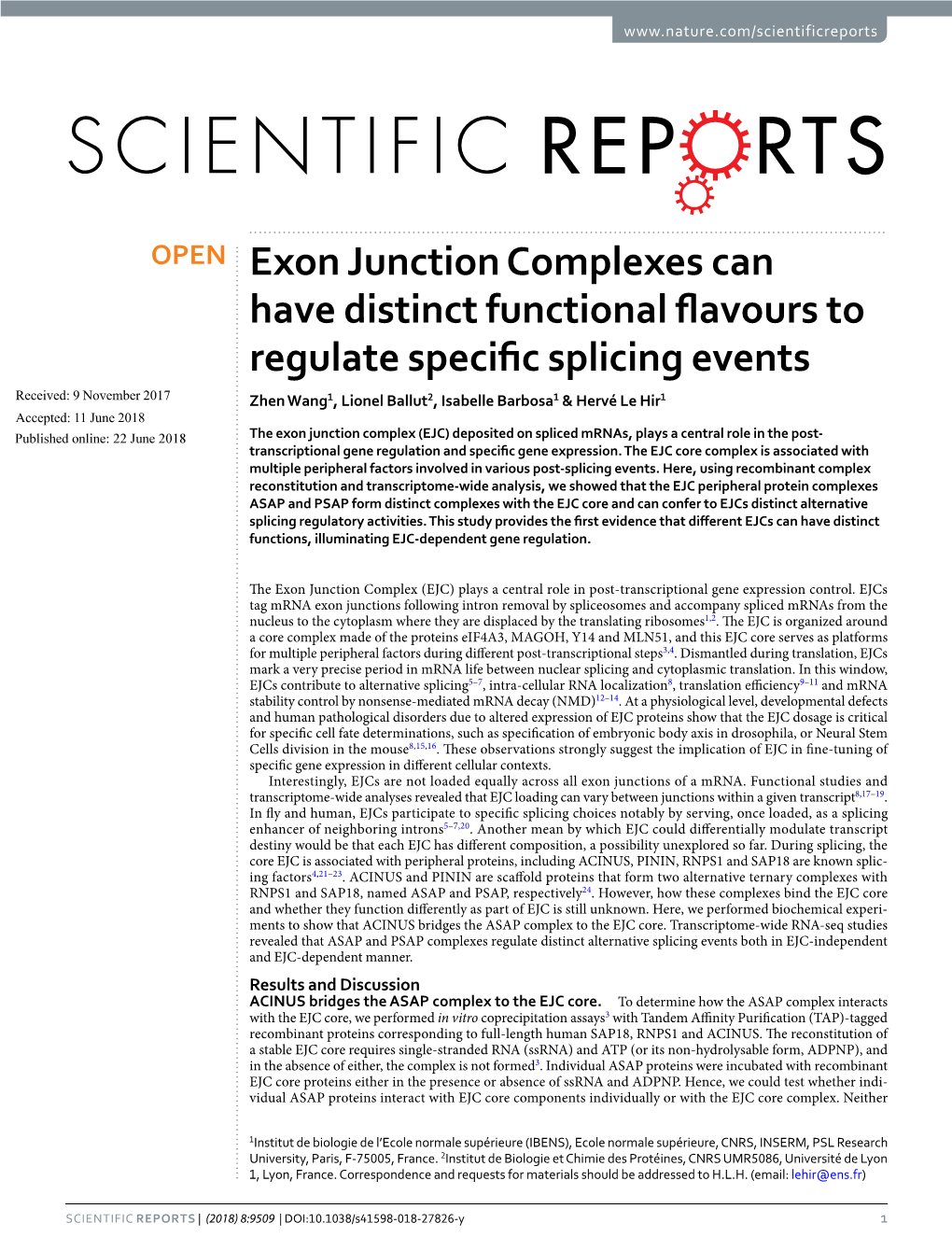 Exon Junction Complexes Can Have Distinct Functional Flavours To