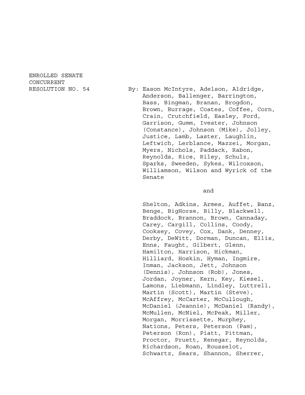Enrolled Senate Concurrent Resolution No