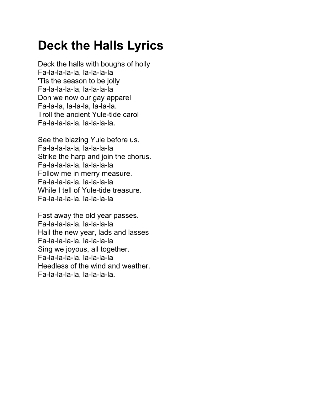 Deck the Halls Lyrics