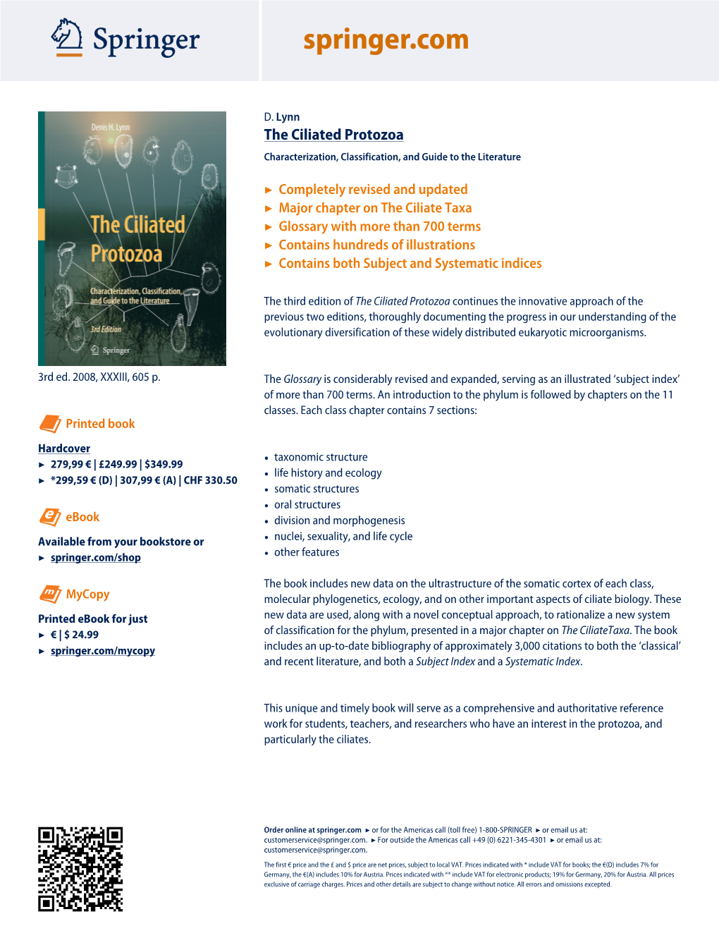 The Ciliated Protozoa Characterization, Classification, and Guide to the Literature