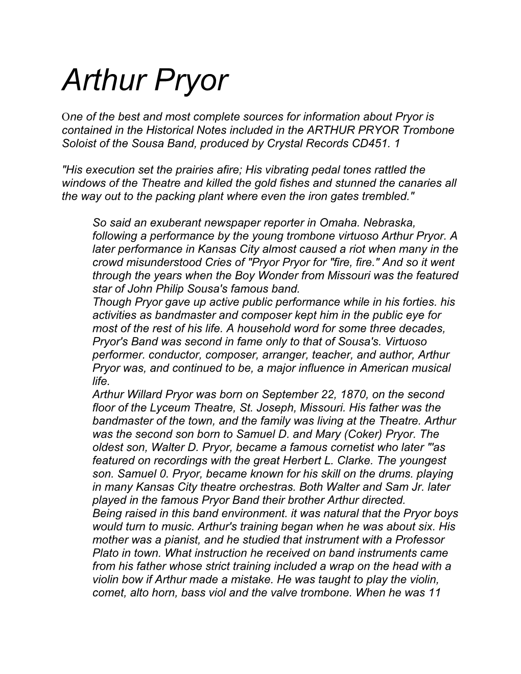 Arthur Pryor