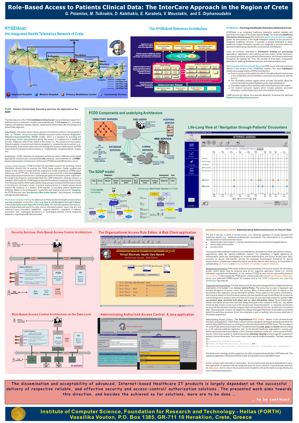 Role-Based Access to Patients Clinical Data: the Intercare Approach in the Region of Crete G