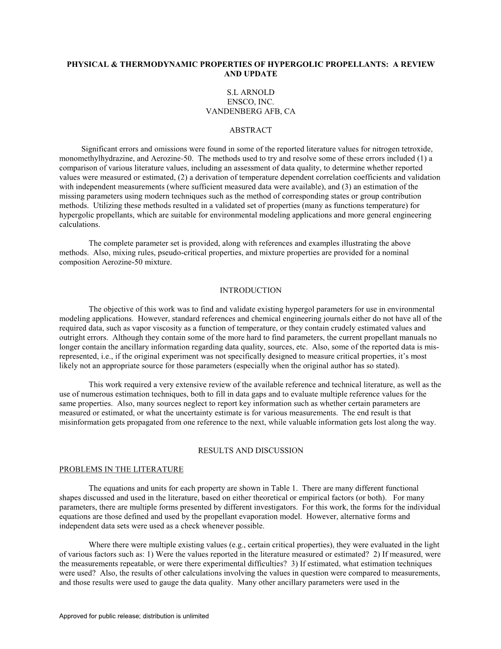 Physical & Thermodynamic Properties Of