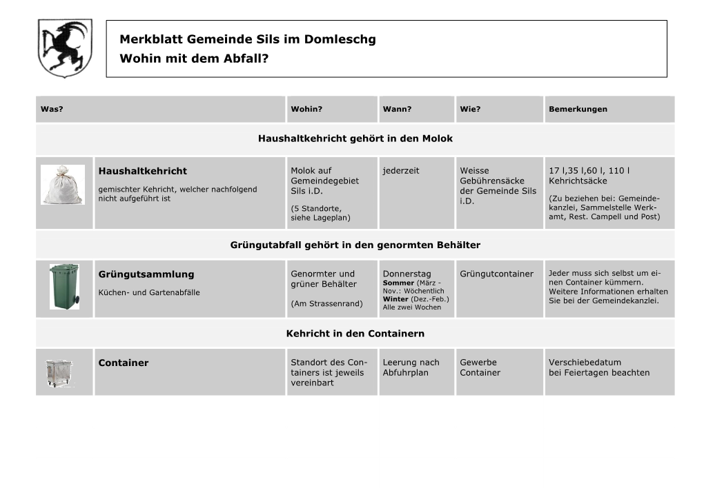 Merkblatt Abfallbeseitigung