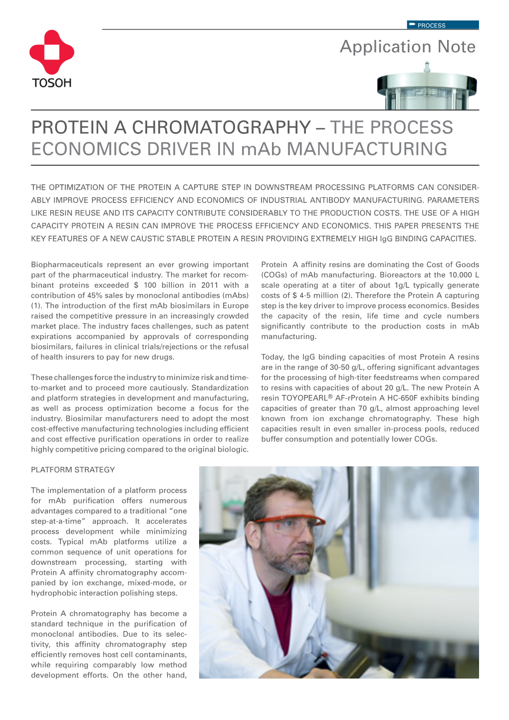 PROTEIN a CHROMATOGRAPHY – the PROCESS ECONOMICS DRIVER in Mab MANUFACTURING