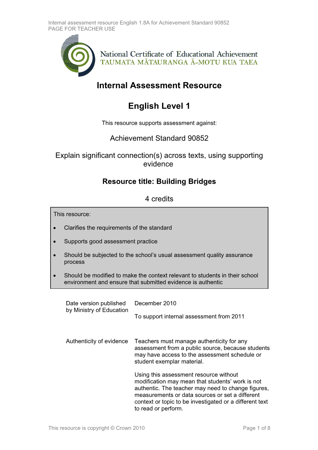 Level 1 English Internal Assessment Resource s3