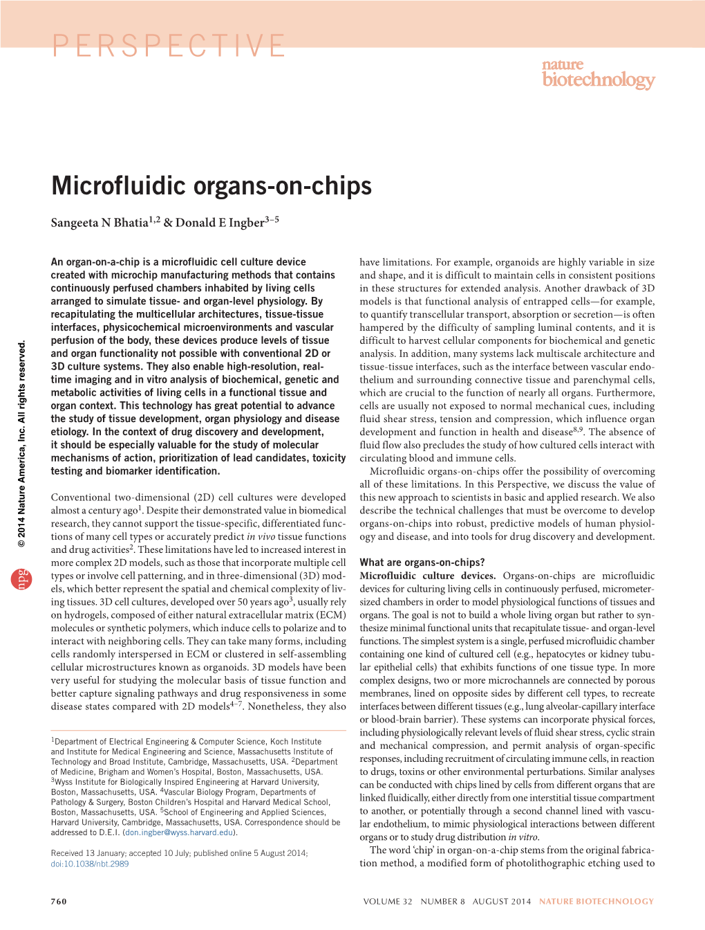 Microfluidic Organs-On-Chips