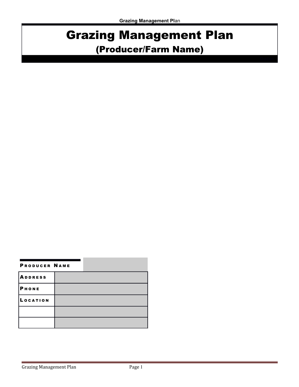 Grazing Management Pl An