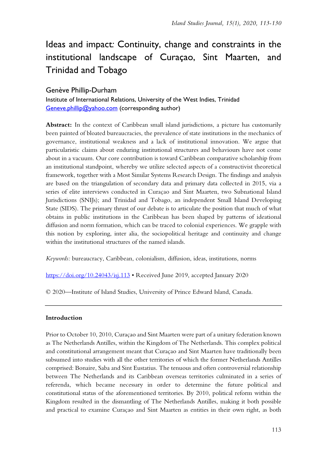 Continuity, Change and Constraints in the Institutional Landscape of Curaçao, Sint Maarten, and Trinidad and Tobago