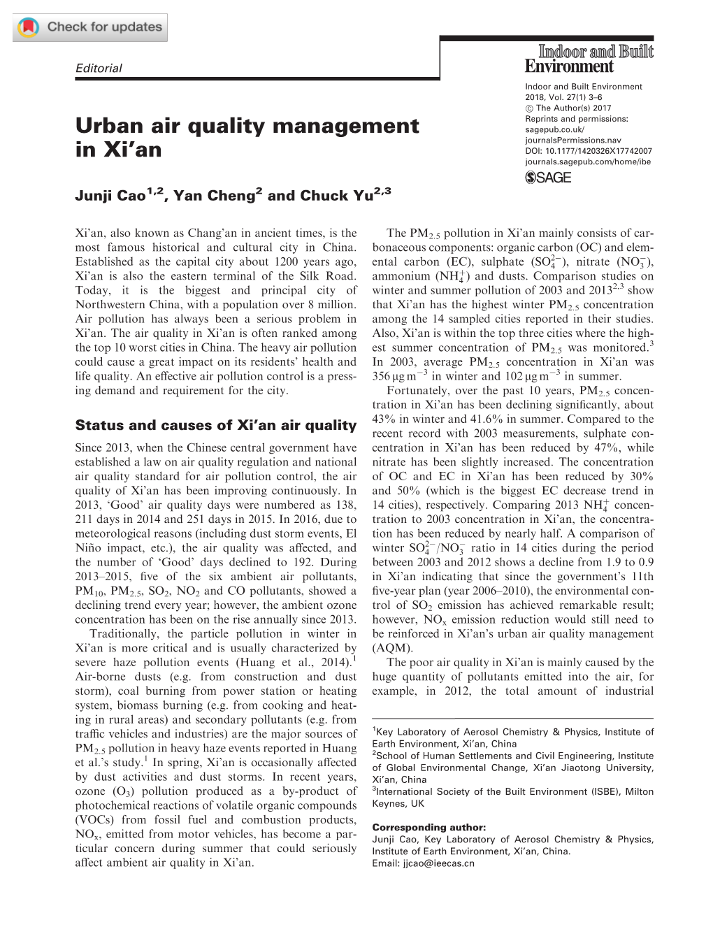 Urban Air Quality Management in Xi'an