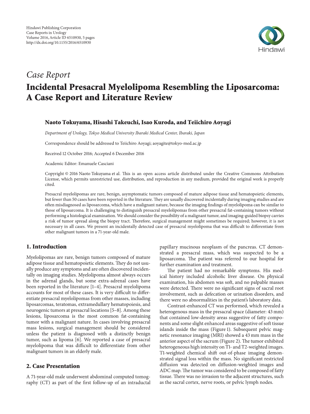 Incidental Presacral Myelolipoma Resembling the Liposarcoma: a Case Report and Literature Review