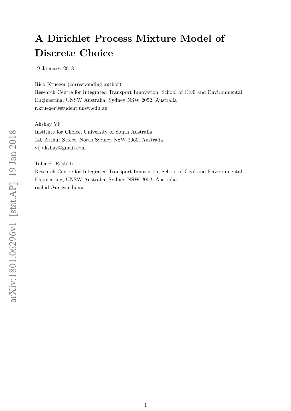 A Dirichlet Process Mixture Model of Discrete Choice Arxiv:1801.06296V1