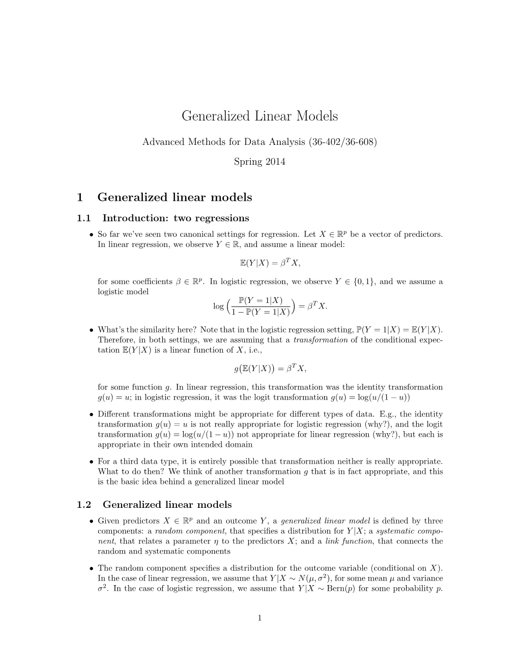 Generalized Linear Models