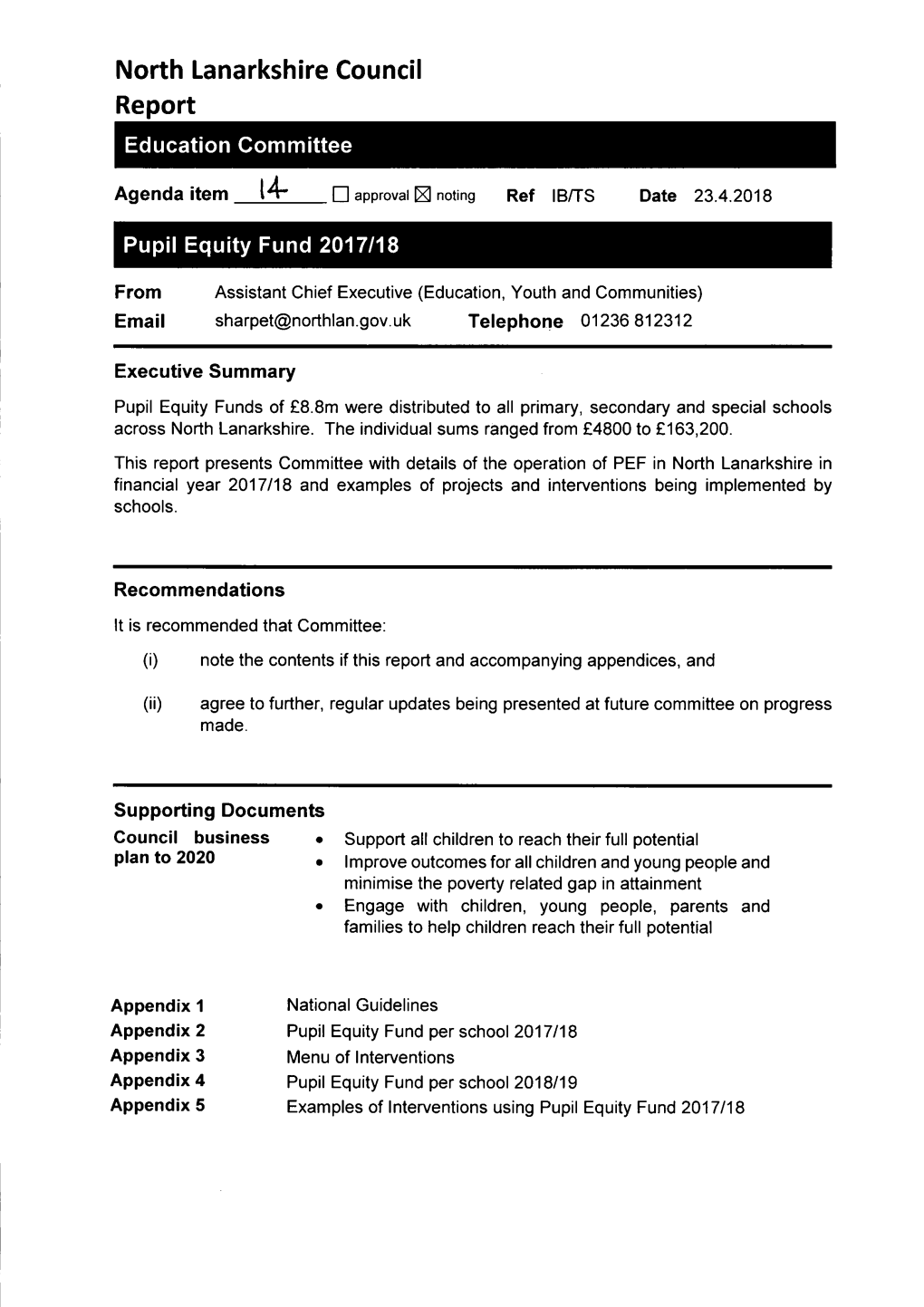 14. Pupil Equity Fund 2017/18