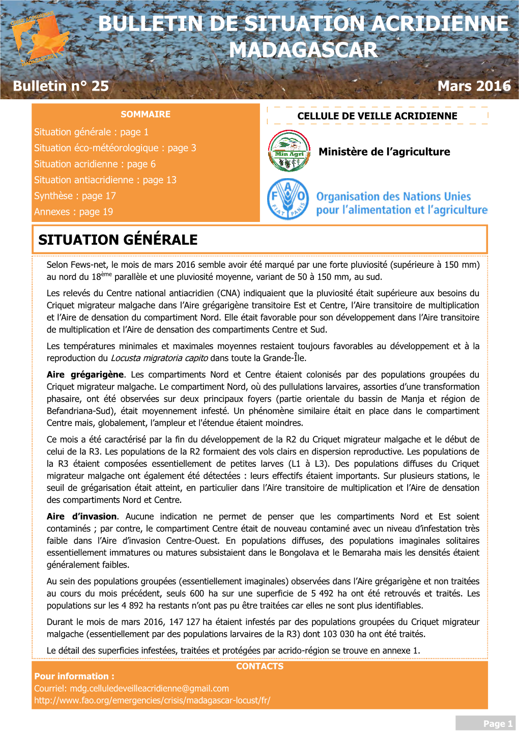 Bulletin De Situation Acridienne Madagascar